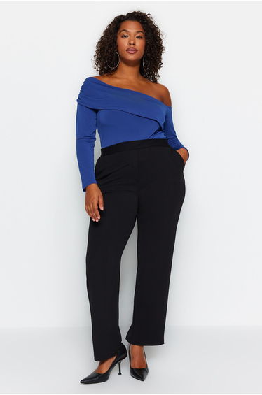 Black High Waist Crepe Knitted Pants