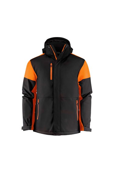 Printer Mens Padded Soft Shell Jacket - Black/Orange