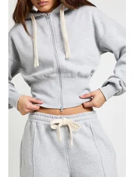 Contrast Drawcord Pintuck Oversized Cuffed Jogger - grey marl - 3