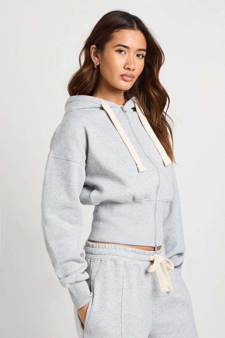 Contrast Drawcord Pintuck Oversized Cuffed Jogger - grey marl - 2