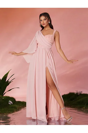 Leely Elegant One-shoulder Evening Gown