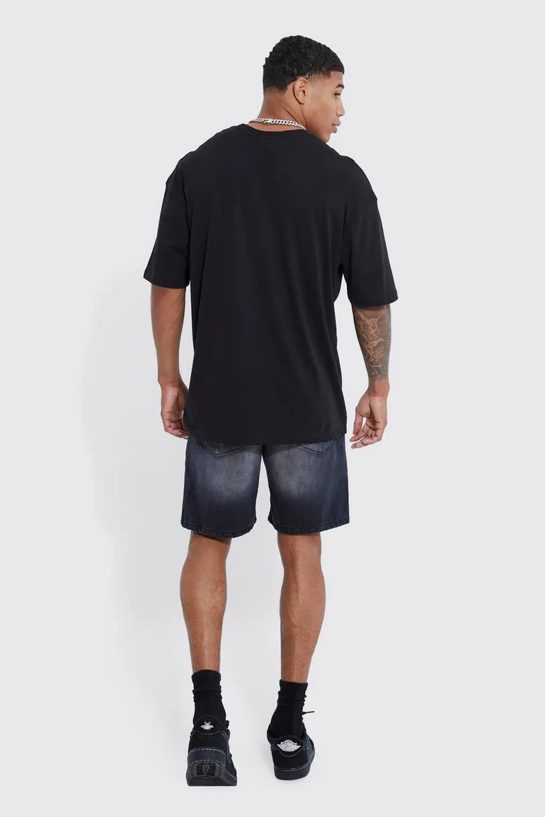 Oversized Marble Heart Graphic T-shirt - black - 1