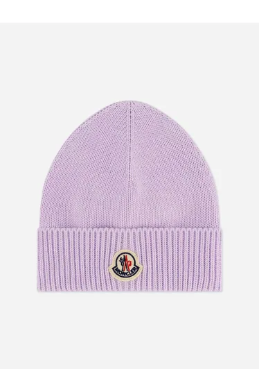 قبعة بيني أطفال بناتي بطبعة شعار - أرجواني