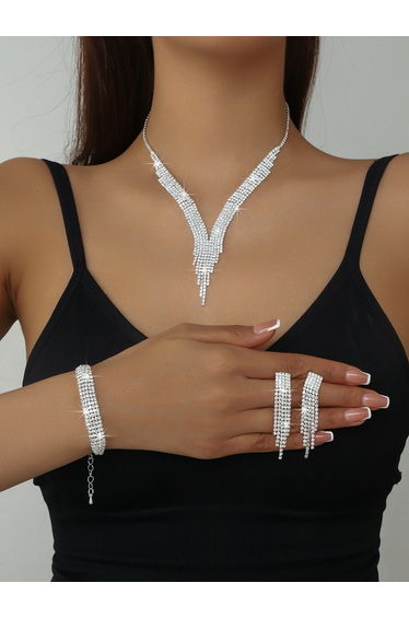 3-Piece Embellished Necklace, Bracelet And Earrings Jewelry Set