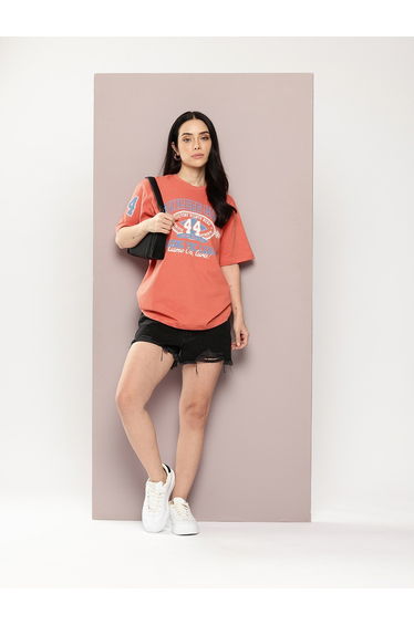 Women Oversized Short Sleeve Printed T-Shirt