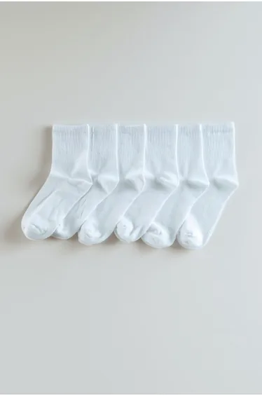 White  6-Pack Cotton College-Tennis-Medium Socks