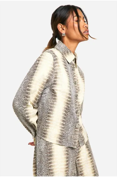 Mock Croc Denim Shirt - natural