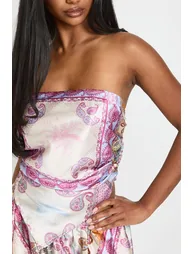Paisley Satin Bandeau Scarf Top - pink - 3