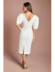 Floral Pleated Sleeve Pencil Dress - 2