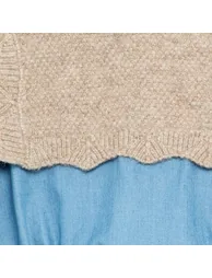 Knit and Denim Romper BEIGE - 3
