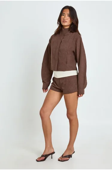Fitted Mini Shorts - chocolate