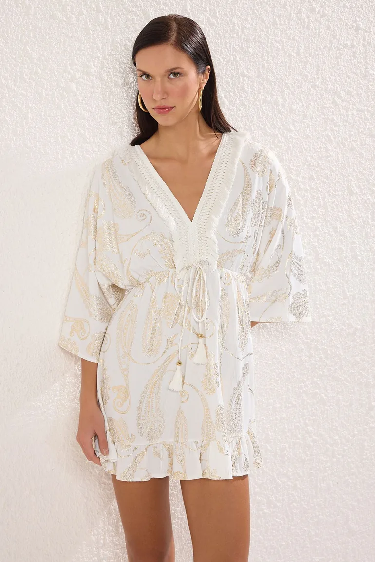 Shawl Patterned Mini Woven Tassel Accessory Beach Dress Trendyol White : Coverups : VogaCloset Jordan Shawl Patterned Mini Woven Tassel Accessory Beach Dress Trendyol White : Coverups : VogaCloset Jordan