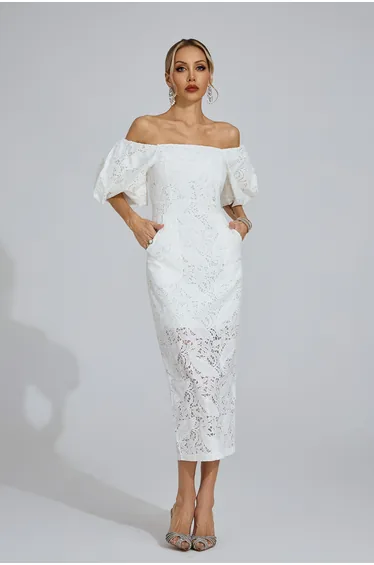 Arianell White One-Shoulder Maxi Dress