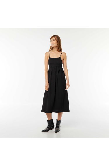Long strappy dress with open back BLACK