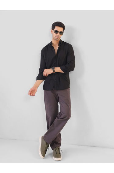 Men Solid Relaxed Fit Cotton Shirt