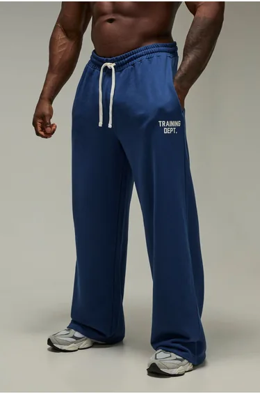 بنطلون رياضي بأرجل عريضة - كحلي