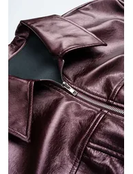 Faux Leather Zipper Corset Jacket - 2