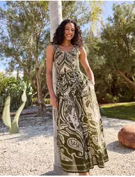 Sleeveless Shirred Dress - 1