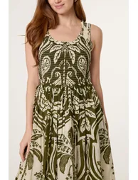 Sleeveless Shirred Dress - 3