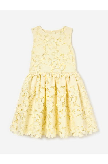 Self Portrait Girls Sleeveless Lace Dress in Yellow