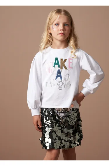 Gigi White Sequin Wish T Shirt