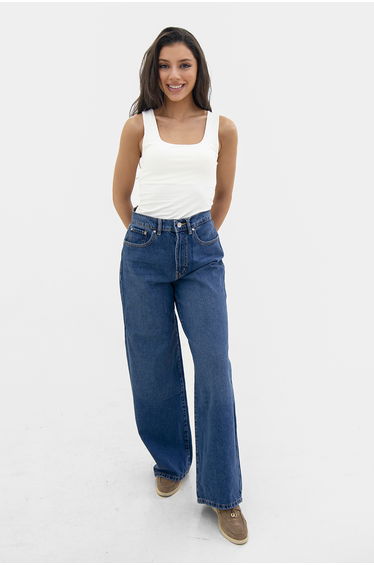 Blue wide leg jeans