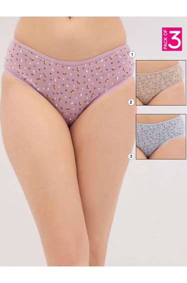 Pack of 3 - Floral Print Hipster Briefs