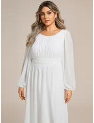 pretty CELESTE|Plus Size See-Through Puff Sleeve Chiffon Mother Dress - 4