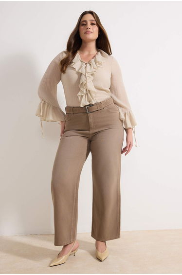 Brown high waist wide leg plus size wide leg jeans