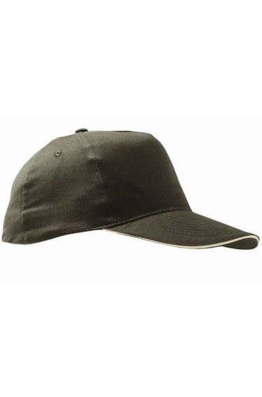 SOLS Unisex Sunny 5 Panel Baseball Cap - Army/Beige