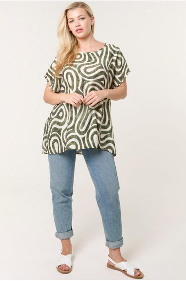 Round Neck Top With Abstract Print