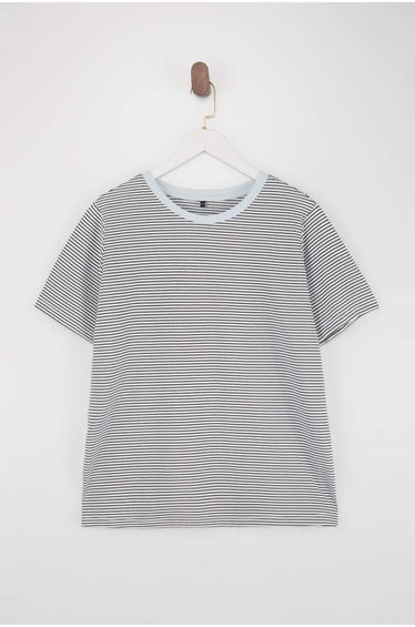 Brown Striped Crew Neck Striped Knitted T-Shirt