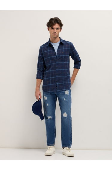 Men Cotton Checked Flannel Shirt