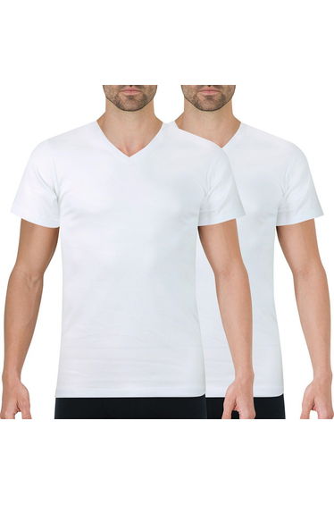 Pack of 2 Cotton T-Shirts with V-Neck
