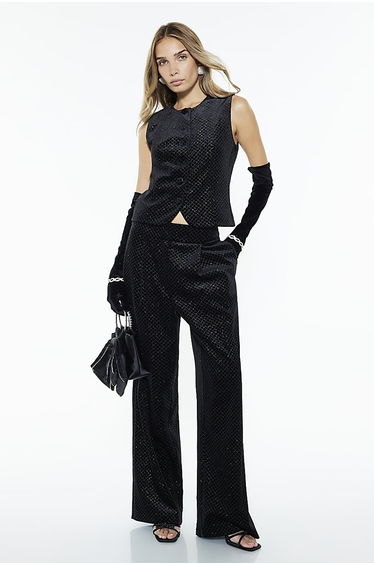 Black Velvet Hotfix Check Waistcoat