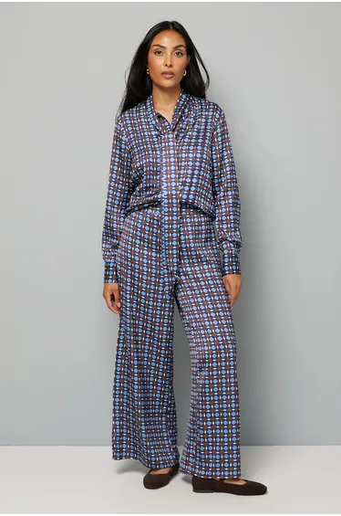 Petite Geo Wide Leg Trouser