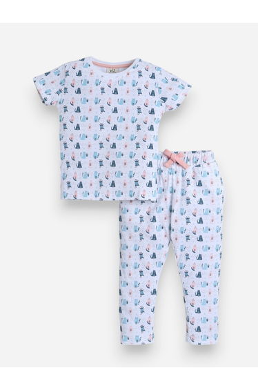 Girls All-Over Print T-Shirt and Pyjama Set