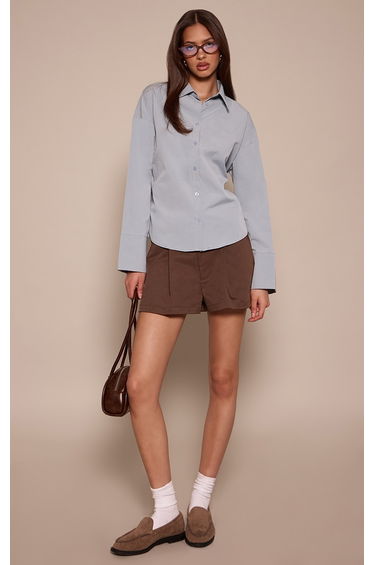 Dark Chocolate Woven Balloon Style Tailored Short