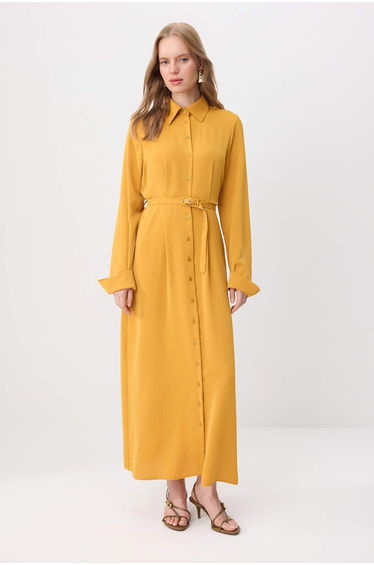 Yellow Unlined Plain Woven Dress&Jumpsuit Jessica Hijab Dress