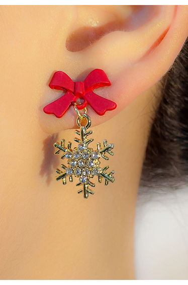 Festive Bowknot Snowflake Earrings