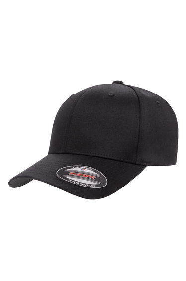 Yupoong Mens Flexfit Fitted Baseball Cap - Black/Black