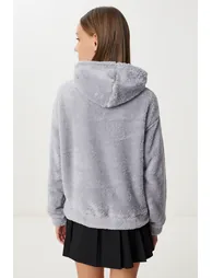 Women's Gray Hooded Pocket Fleece Sweatshirt - 5