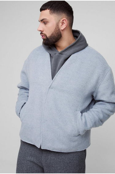 Plus Collarless Wool Look Smart Jacket
