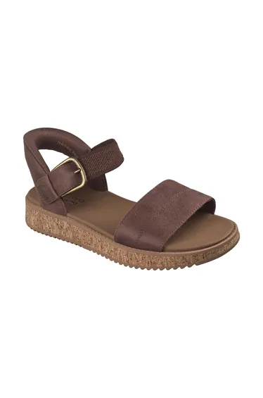 BOBS SUN VIBE Slip-Ins Vegan Leather Sandal Chocolate Textile