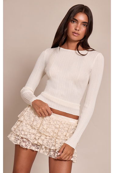 Cream Lace Rara Mini Skirt