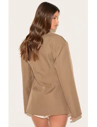 Taupe Tailored Cinched Waist Blazer - 2