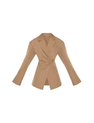 Taupe Tailored Cinched Waist Blazer - 4