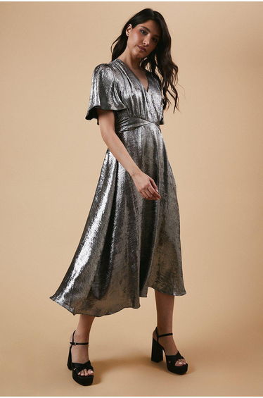 Occasion Metallic Waist Detail Midaxi Dress