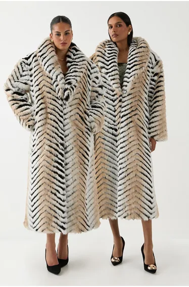 Ashish Mono Maxi Faux Fur Coat