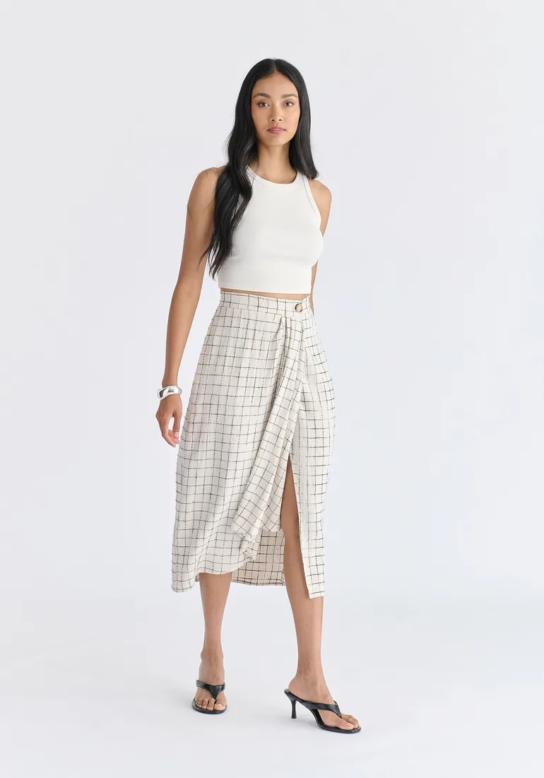 Draped Wrap Midi Skirt - 2